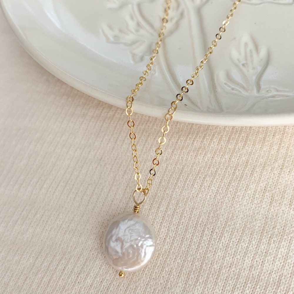 Real Pearl Necklace in 14k gold/ sterling silver dainty bridesmaids gift jewelry